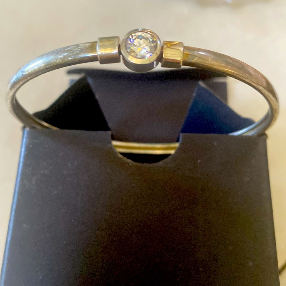 Sterling Silver Bangle With Solitaire Diamonique - image 2